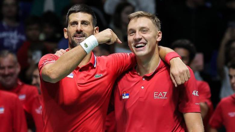 Djokovic won both men's and men's double matches, helping Serbia win the Davis Cup - Photo 2
