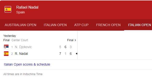LIVE Final Rome Masters 2021: Rafael Nadal vs Novak Djokovic, 22:00 Today May 16 - Photo 3