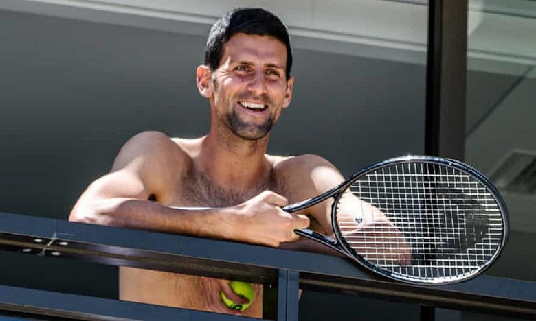 Djokovic at the hotel during the isolation period before the Australian tournament expanded 2021.