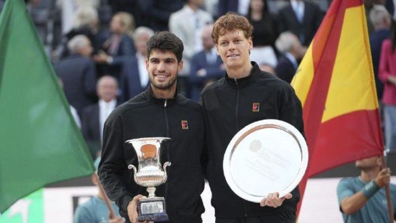 Win Sinner in the fourth match, Alcaraz won the Rome Masters 2025 - Photo 1